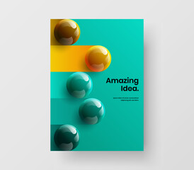 Fresh realistic balls leaflet concept. Unique journal cover A4 vector design template.