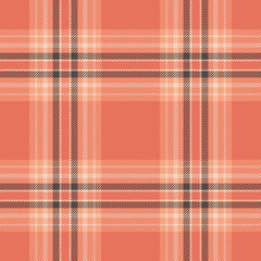 Plaid seamless pattern in orange. Check fabric texture. Vector textile print.