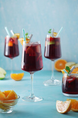 Glasses with traditional Spanish drink Sangria