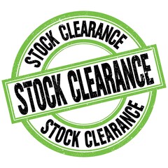 STOCK CLEARANCE text on green-black round stamp sign