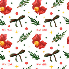 New year bow christmas semaless pattern
