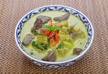 Green Curry With Chicken on wood  table