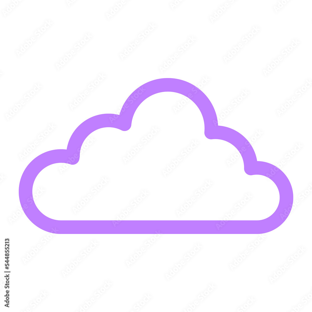 Poster simple cloud outline illustration in purple color for design element