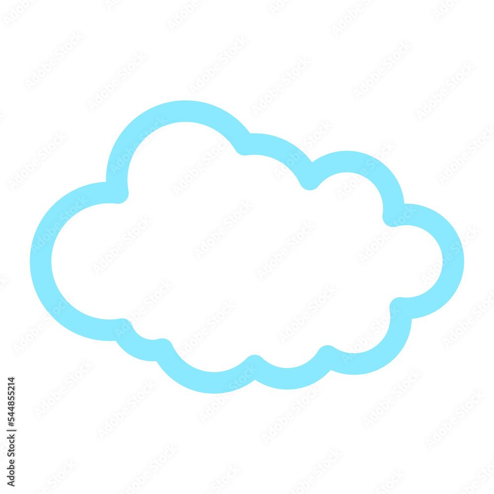 Poster simple cloud outline illustration in blue color for design element