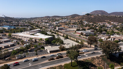 Daytime view of the downtown skyline of San Marcos, California, USA.