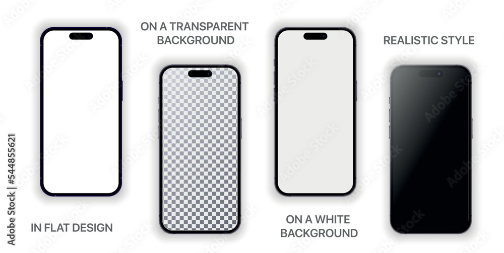 Aufkleber phone mockup in front. mobile phone with shadow. realistic, flat and line style. mockup generic devi