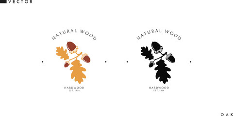 Natural wood logo. Oak tree © Aleksei_7799