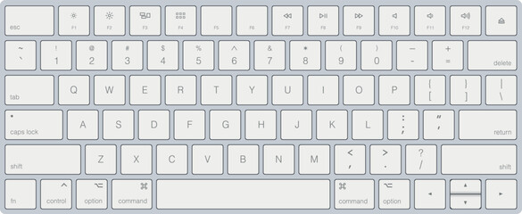 Keyboard in a realistic style. Vector illustration Computer keyboard button layout template with letters.	 - obrazy, fototapety, plakaty