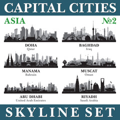 Capital cities skyline set. Asia. Part 2