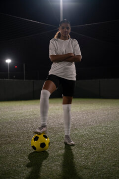 Portrait of female soccer player
