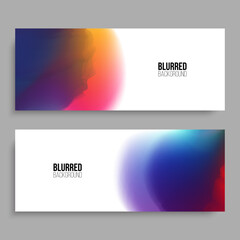 Horizontal banners. Set of blurred backgrounds with multicolored soft color gradients for your creative graphic design. Vector illustration.