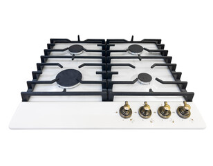 White glass gas hob isolated on white background.