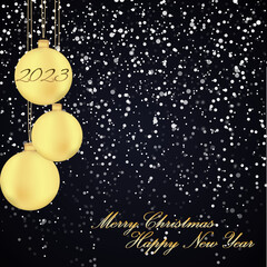 Fototapeta na wymiar Christmas ball. 2023 Happy new year greeting card.