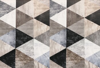 Fondo abstracto con detalle de formas poligonales triangulares con diferentes tonos de gris, marron y negro