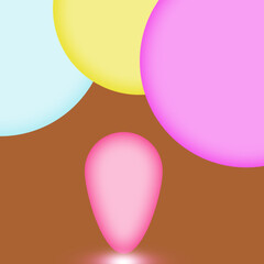 Glowing and consecrated 3d pink ball on a brown background of a spherical shape