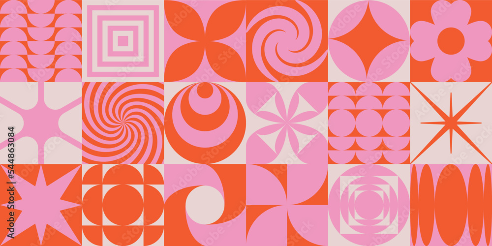 Leinwandbilder vector minimal geometric illustrations set - trendy abstract aesthetic minimal compositions, prints,