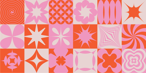 Vector minimal geometric illustrations set - trendy abstract aesthetic minimal compositions, prints, frames and graphic design elements