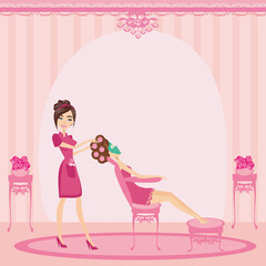 beautiful woman relaxes in a beauty salon