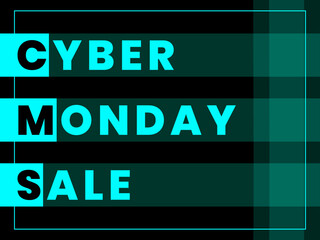 Cyber Monday sale template design technology concept. Digital shopping sale neon light. Vector illustration.