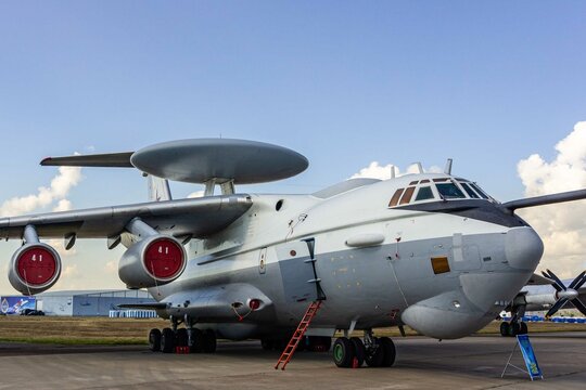 Soviet and Russian airborne early warning and control aircraft A-50 (according to NATO - Mainstay) at static parking lot Zhukovsky, Russia - August 16, 2011 Zhukovsky, Russia - August 10, 2012