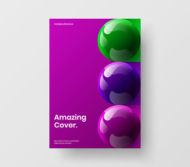 Simple flyer A4 vector design illustration. Original 3D balls corporate cover template.