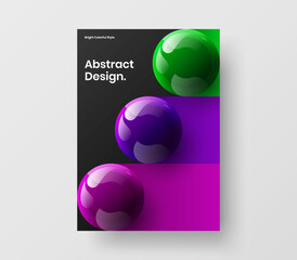 Minimalistic realistic spheres banner layout. Premium handbill A4 vector design concept.