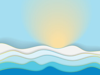 sea in paper cutting style - vector illustration, eps