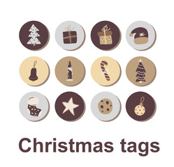 Set of Christmas and New Year tags. Cute pictures. Best gift for close people. Hand drawn illustration