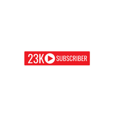 23K subscriber banner art template vector illustration. Ad banner tag for social media.