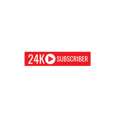 24K subscriber banner art template vector illustration. Ad banner tag for social media.