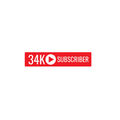 34K subscriber banner art template vector illustration. Ad banner tag for social media.