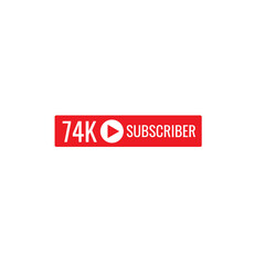 74K subscriber banner art template vector illustration. Ad banner tag for social media.
