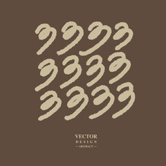 Hand drawn random lines, curly, number 3, curl, spring. Background texture vector material.