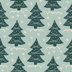 Seamless Christmas pattern  with Christmas fir-trees.