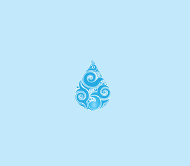Obraz premium Abstract floral water drop on the blue background vector image. water day concept.