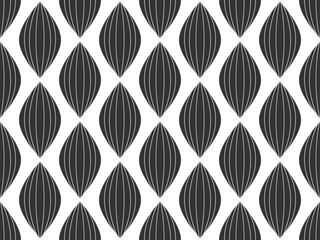 Black leaves seamless geometric pattern. Simple leaf shape wallpaper, elegant design.