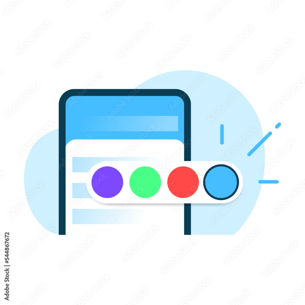 Poster custom, change color theme on mobile app concept illustration flat design vector eps10. modern graph