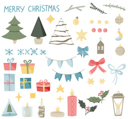 Fototapeta na wymiar Christmas decorating set. vector illustration