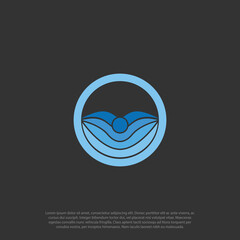 abstract circular swimming logo, body and hands as wave ocean