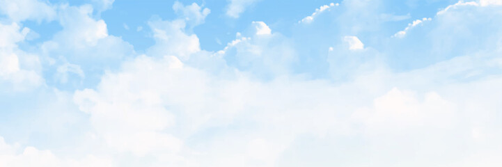Vector blue sky with clouds in panorama view
