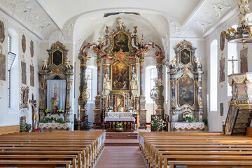 Fototapeta na wymiar Innenansicht Pfarrkirche Schwarzenberg im Bregenzerwald / Österreich