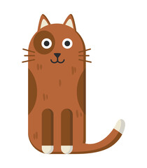 Simple geometric cat. Cute kitten sitting. Modern flat art style.  cartoon character