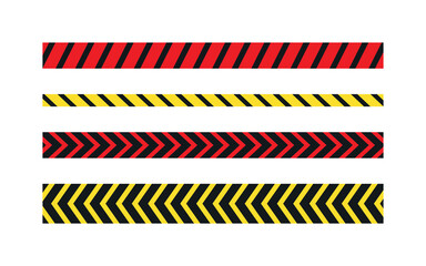 Red and yellow warning tapes, set vector sale tape. Custom line for marketing sign, symbol. Signal protective tape for shopping, sales and discounts, striped sale bands.