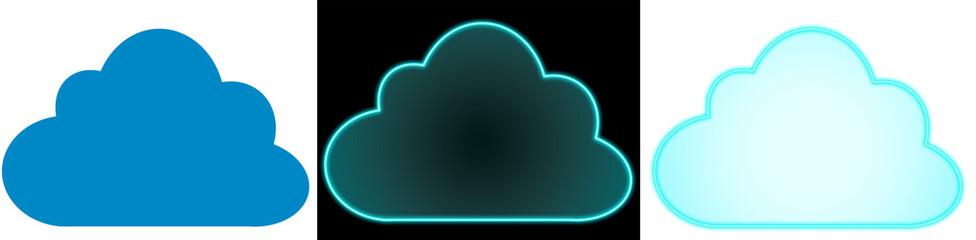 three kind of cloud icon with blue hologram concept