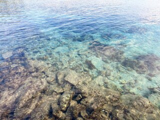 Transparent sea water, bottom of the sea, azure water