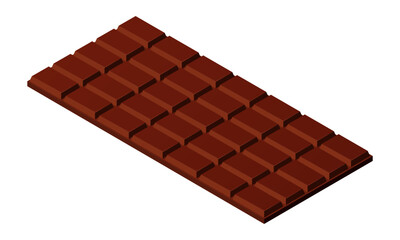 Vector illustration of chocolate bar isolated on white background. Milk  chocolate icon. Dessert.