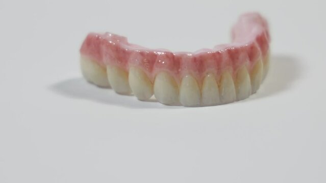 Dental health care. Close up ceramic zirconium. Dental prosthesis on zirconium oxide implants