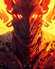 Oni Cyborg Demons red and yellow mask - Flame