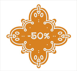 Snowflake Gingerbread Discount Advertisement. Layout design for confectionery business. Traditional background design.