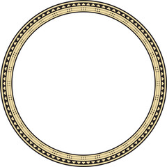 Vector round gold and black seamless classic byzantine ornament. Infinite circle, border, frame Ancient Greece, Eastern Roman Empire. Decoration of the Russian Orthodox Church..